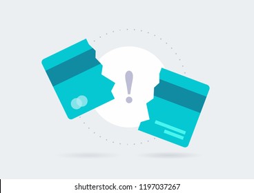 Credit Card Payment Error Vector Icon. Credit card declined or broken Symbol Concept Isolated background. EPS10.