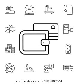 Credit card, payment flat vector icon in hotel service pack