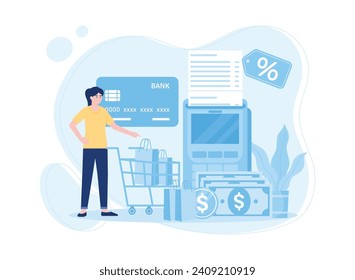 credit card payment get cashback online shop concept trending concept flat illustration