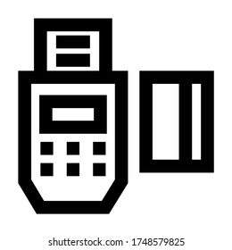 Icono de pago de tarjeta de crédito, símbolo de máquina de pago, vector de contorno de icono