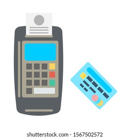 Credit card payment machine business icon. Flat design vector illustration.
