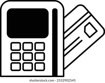 A credit card and a payment machine are shown together