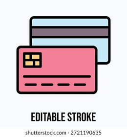 Credit Card Payment Method Isolated Vector Lineal Colour Style Icon Editable Stroke