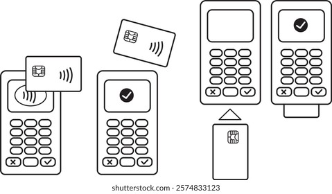 Credit Card Payment at POS Terminal. Cashless payment at stores and cash registers.