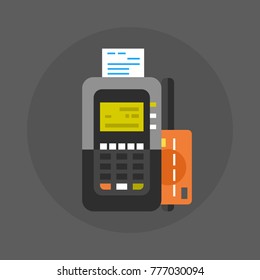 Credit Card In Payment Terminal Icon Flat Vector Illustration