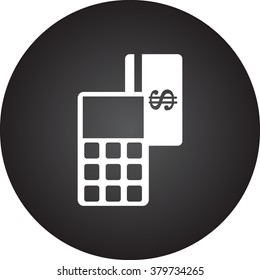 Credit card payment transaction simple icon on colorful round background