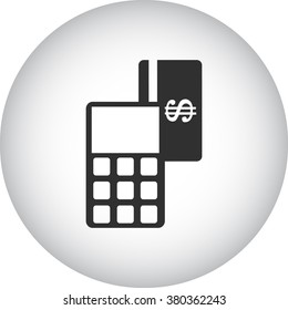 Credit card payment transaction simple icon on  round background