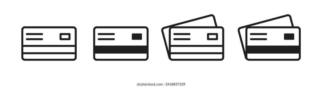 credit card payment vector icon set. atm debit card stack symbol.