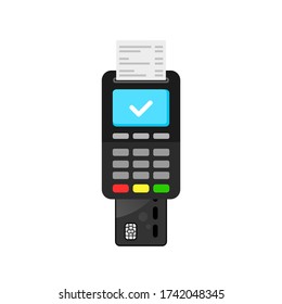 Credit card payment via POS terminal icon flat on isolated background. EPS 10 vector.