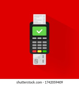 Credit card payment via POS terminal icon flat on isolated background. EPS 10 vector