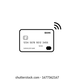 Credit Card With Paypass Payment Chip Vector Icon.