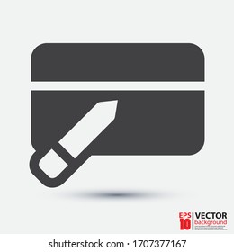 Tarjeta de crédito con diseño vectorial de lápiz. Ilustración vectorial Eps 10.