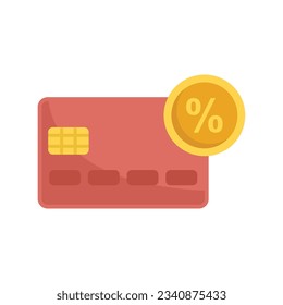 Credit card percent bonus icon. Flat illustration of Credit card percent bonus vector icon for web design isolated