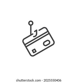 Credit Card Phishing Attack Line Icon. Linear Style Sign For Mobile Concept And Web Design. Credit Card Fraud Outline Vector Icon. Symbol, Logo Illustration. Vector Graphics