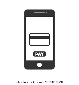Credit card and phone icon. Transfer payment concept. NFC vector illustration. Electronic money and online buying.