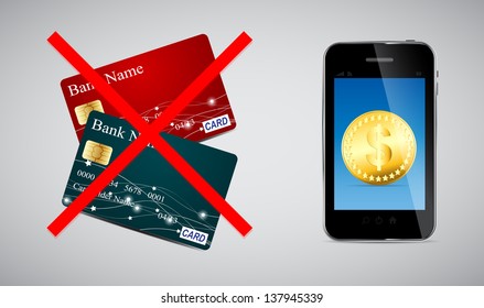 Credit card and Phone vector illustration