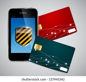 Credit card and Phone vector illustration