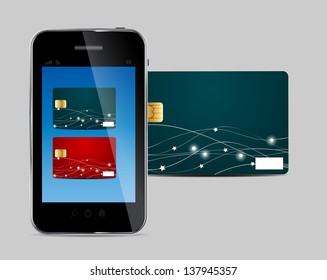 Credit card and Phone vector illustration