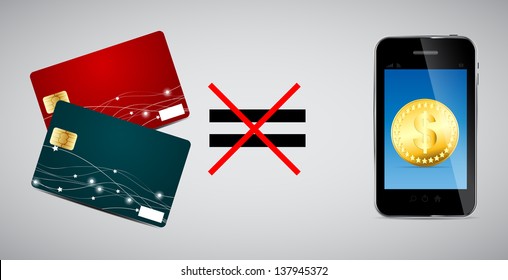 Credit card and Phone vector illustration