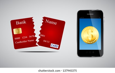 Credit card and Phone vector illustration