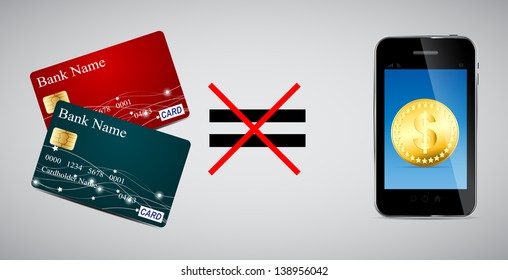 Credit card and Phone vector illustration