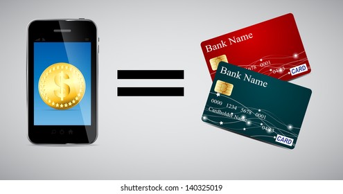 Credit card and Phone vector illustration