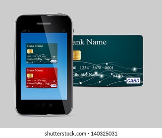 Credit card and Phone vector illustration