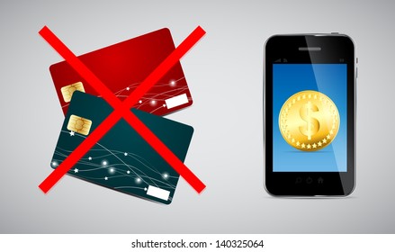 Credit card and Phone vector illustration