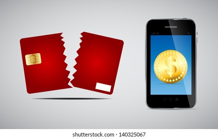 Credit card and Phone vector illustration