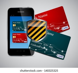 Credit card and Phone vector illustration