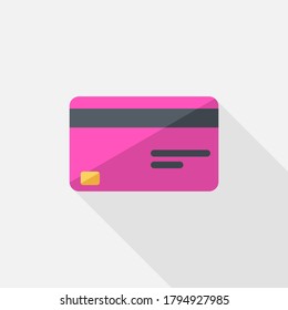 Credit card Pink icon vector isolated. Flat style vector illustration.