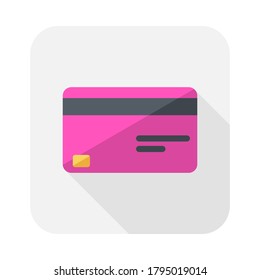 Tarjeta de crédito Vector de icono rosa aislado. Ilustración vectorial de estilo plano.