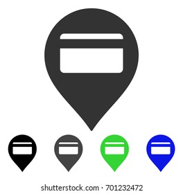 Credit Card Pointer flat vector pictogram. Colored credit card pointer, gray, black, blue, green icon variants. Flat icon style for web design.