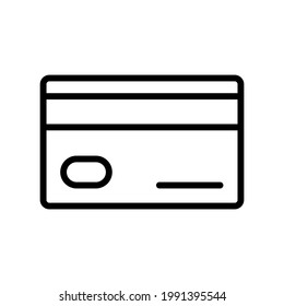 Credit card, prepaid or stored-value card vector line icon isolated on white. Modern money economic transactions concept