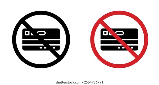 Credit card with prohibition sign vectors in flat syle