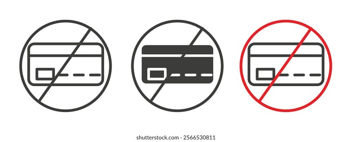 Credit card with prohibition signs collection for website design, app, UI design.