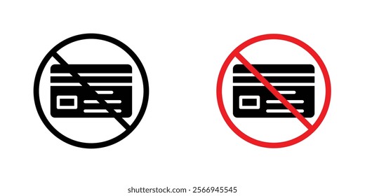 Credit card with prohibition signs. vector signs set