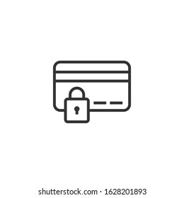 Credit card protection icon in flat style. Safe shopping vector illustration on white isolated background. Commercial padlock business concept.