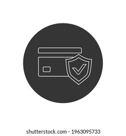 Credit card protection line white icon. Vector
