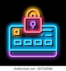 Credit Card Protection neon light sign vector. Glowing bright icon Credit Card Protection sign. transparent symbol illustration