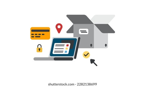 Credit card protection with password secure for online payment concept illustration