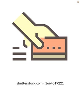 Diseño de icono vector de compra de tarjeta de crédito para el elemento de diseño gráfico financiero, 48x48 píxeles perfecto y editable trazo.