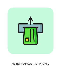 Credit card purchase line icon. Payment, system, banking, automaton. Banking concept. Vector illustration can be used for topics like bank, credit, payment