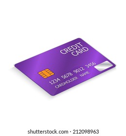 Credit Card (Purple Color) Isolated on White Background.