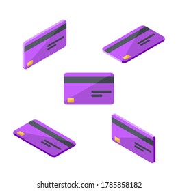 Credit card Purple Isometric & Flat - White Background icon vector. Flat style vector illustration.