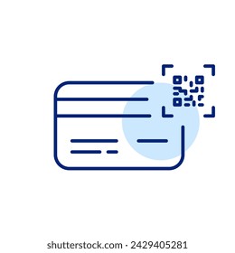 Credit card and qr-code. Pixel perfect, editable stroke