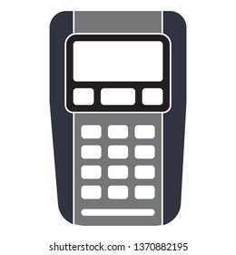 Credit card reader banking paying device atm vector icon top view. Commercial flat service cashless machine pos terminal
