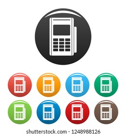 Credit card reader icons set 9 color vector isolated on white for any design