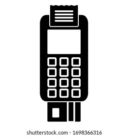 Icono de terminal del lector de tarjetas de crédito en el moderno diseño de estilo de silueta. Ilustración vectorial plana aislada en fondo blanco.