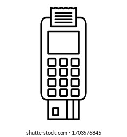 Credit card reader terminal icon in modern silhouette style design. Flat vector illustration isolated on white background.